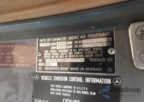 1983 Mercedes-Benz 380 Sl z USA, uszkodzony, nr VIN WDBBA45AXDB021770